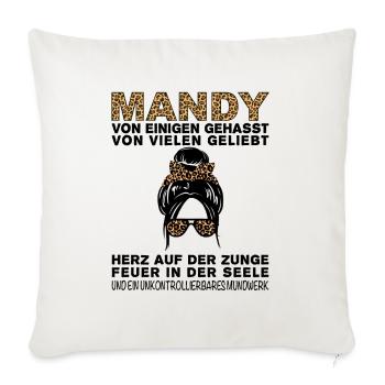 Mandy Gehasst Geliebt Großes Mundwerk - Sofakissenbezug 45 x 45 cm - Naturweiß  - Vorne