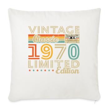 Cadeau d'anniversaire Vinatge 1970 - Housse de coussin décorative 45 x 45 cm - blanc nature - Devant