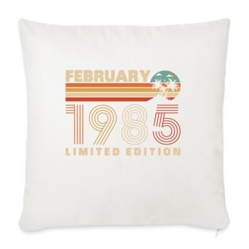 Février 1985 Vintage Anniversaire 1985 Cadeau - Housse de coussin décorative 45 x 45 cm - blanc nature - Devant
