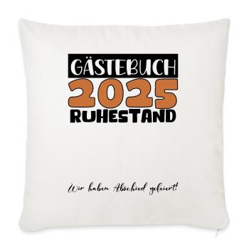 Pension 2025 Livre d'or Pension Retraite Grand-mère Grand-père - Housse de coussin décorative 45 x 45 cm - blanc nature - Devant