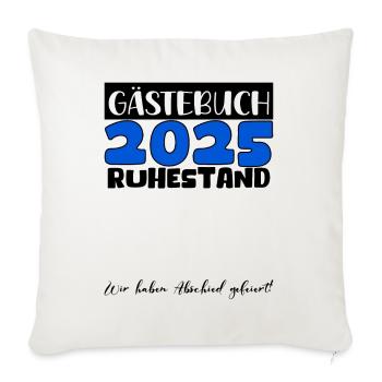 Pension 2025 Livre d’or Pension Retraite Mamie Papy - Housse de coussin décorative 45 x 45 cm - blanc nature - Devant