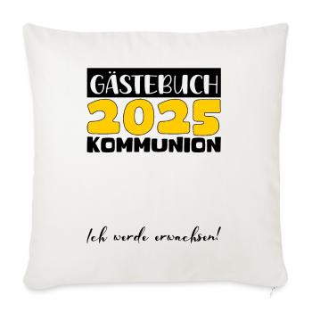 Communion 2025 Livre d’or Cadeau Fille Garçons - Housse de coussin décorative 45 x 45 cm - blanc nature - Devant