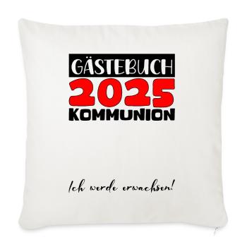 Livre d'or communion 2025 cadeau filles garçons - Housse de coussin décorative 45 x 45 cm - blanc nature - Devant
