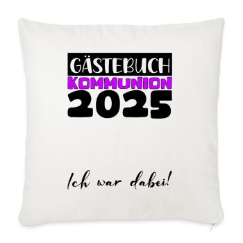 Communion 2025 Guest Book Gift Girls Boys - Sofa pillowcase 17,3'' x 17,3'' (45 x 45 cm) - natural white - Front