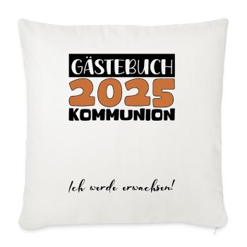 Livre d'or communion 2025 cadeau filles garçons - Housse de coussin décorative 45 x 45 cm - blanc nature - Devant