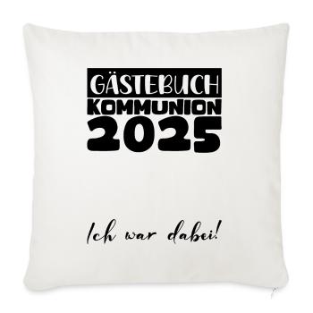 Communion 2025 Guest Book Gift Girls Boys - Sofa pillowcase 17,3'' x 17,3'' (45 x 45 cm) - natural white - Front