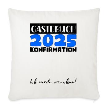 Confirmation 2025 Livre d’or Décoration Filles Garçons - Housse de coussin décorative 45 x 45 cm - blanc nature - Devant