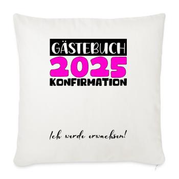Confirmation 2025 Guest Book Decoration Girls Boys - Sofa pillowcase 17,3'' x 17,3'' (45 x 45 cm) - natural white - Front