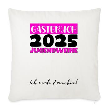 Jugendweihe 2025 Gästebuch Geschenk Mädchen Jungen - Sofakissenbezug 45 x 45 cm - Naturweiß  - Vorne