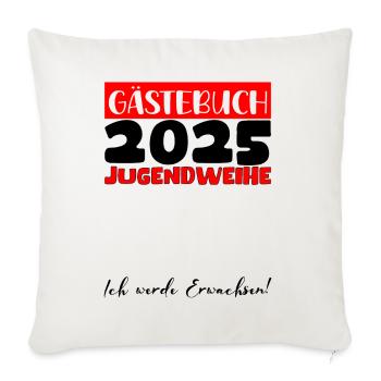Jugendweihe 2025 Gästebuch Geschenk Mädchen Jungen - Sofakissenbezug 45 x 45 cm - Naturweiß  - Vorne