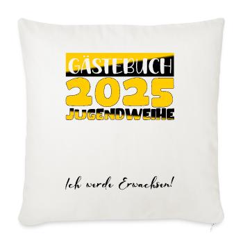 Jugendweihe 2025 Gästebuch Geschenk Mädchen Jungen - Sofakissenbezug 45 x 45 cm - Naturweiß  - Vorne