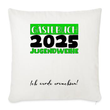 Jugendweihe 2025 Livre d’or Cadeau Filles Garçons - Housse de coussin décorative 45 x 45 cm - blanc nature - Devant