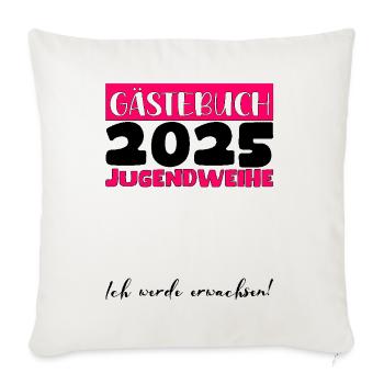 Jugendweihe 2025 Livre d’or Cadeau Filles Garçons - Housse de coussin décorative 45 x 45 cm - blanc nature - Devant