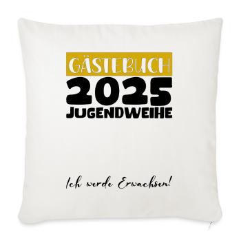 Jugendweihe 2025 Gästebuch Geschenk Mädchen Jungen - Sofakissenbezug 45 x 45 cm - Naturweiß  - Vorne