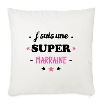 J'suis une super marraine - Housse de coussin décorative 45 x 45 cm - blanc nature - Devant