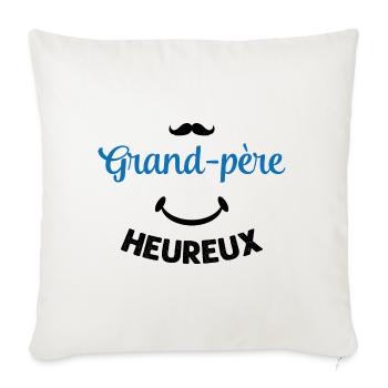 Cadeau drôle grand-père heureux - Housse de coussin décorative 45 x 45 cm - blanc nature - Devant