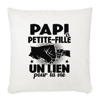 Cadeau Papi Et Petite-fille Un Lien Pour La Vie - Housse de coussin décorative 45 x 45 cm - blanc nature - Devant