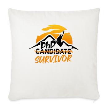 PHD Candidat Survivor Drôle Vintage - Housse de coussin décorative 45 x 45 cm - blanc nature - Devant