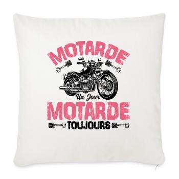 Motarde Un Jour Motarde Toujours - Housse de coussin décorative 45 x 45 cm - blanc nature - Devant