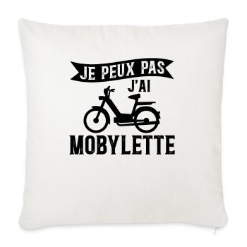 Je Peux Pas J'ai Mobylette - Mobilette Moto Cadeau - Housse de coussin décorative 45 x 45 cm - blanc nature - Devant