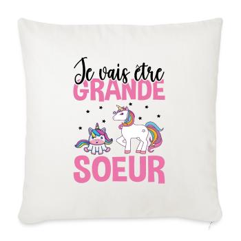 Je Vais Être Grande Soeur - Housse de coussin décorative 45 x 45 cm - blanc nature - Devant