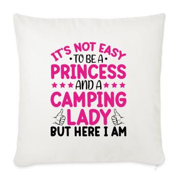 Je Suis Une Princesse Et Une Dame De Camping - Housse de coussin décorative 45 x 45 cm - blanc nature - Devant