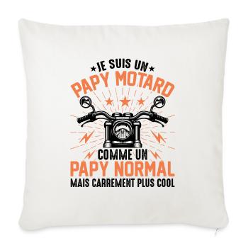 Je Suis Un Papy Motard Très Cool - Housse de coussin décorative 45 x 45 cm - blanc nature - Devant