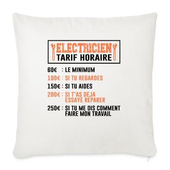 Le Tarif Horaire D'un Électricien - Housse de coussin décorative 45 x 45 cm - blanc nature - Devant