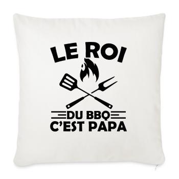 Le Roi Du Bbq C'est Papa Fête Des Pères Cadeau Bbq - Housse de coussin décorative 45 x 45 cm - blanc nature - Devant