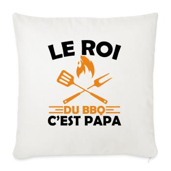 Le Roi Du Bbq C'est Papa Fête Des Pères Cadeau Bbq - Housse de coussin décorative 45 x 45 cm - blanc nature - Devant