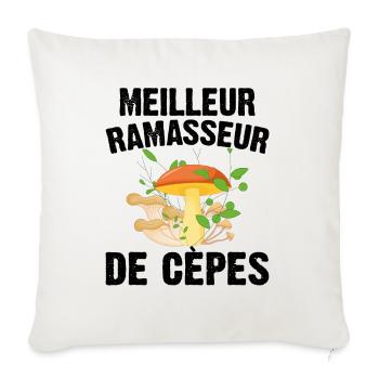 Meilleur Ramasseur De Cèpes Champignon Cadeau Cèpe - Housse de coussin décorative 45 x 45 cm - blanc nature - Devant