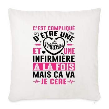 Infirmière Princesse Cadeau Anniversaire Médecine - Housse de coussin décorative 45 x 45 cm - blanc nature - Devant