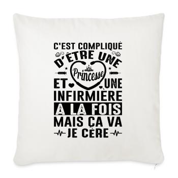 Infirmière Princesse Cadeau Anniversaire Médecine - Housse de coussin décorative 45 x 45 cm - blanc nature - Devant