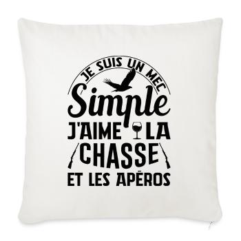Chasse Et Apéros Chasser Cadeau Anniversaire Mec - Housse de coussin décorative 45 x 45 cm - blanc nature - Devant