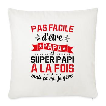 Papa Et Super Papy Fête Des Pères Cadeau De Noël - Housse de coussin décorative 45 x 45 cm - blanc nature - Devant