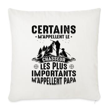 Papa Chasseur Chasser Cadeau Fête Des Pères Cool - Housse de coussin décorative 45 x 45 cm - blanc nature - Devant