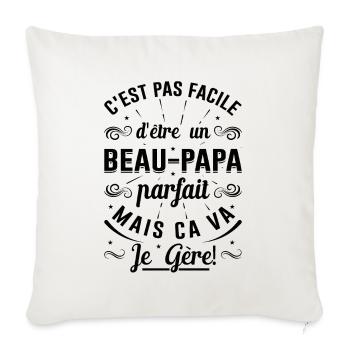 Beau-papa Parfait Fête Des Pères Idée Cadeau Drôle - Housse de coussin décorative 45 x 45 cm - blanc nature - Devant