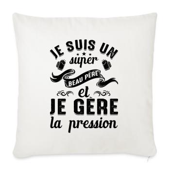 Super Beau-père Papa Idée Cadeau Fête Des Pères - Housse de coussin décorative 45 x 45 cm - blanc nature - Devant