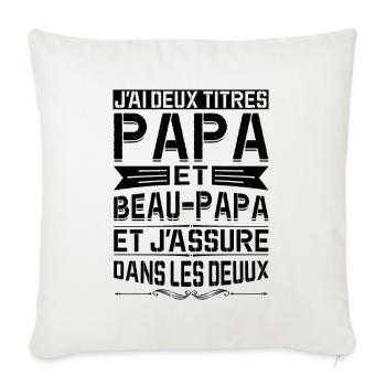 Papa Et Beau-papa Fête Des Pères Anniversaire Cool - Housse de coussin décorative 45 x 45 cm - blanc nature - Devant