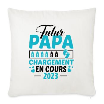 Futur Papa 2023 Idée Cadeau Annonce Grossesse - Housse de coussin décorative 45 x 45 cm - blanc nature - Devant