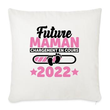 Future Maman 2022 Enceinte Idée Cadeau Amour Coeur - Housse de coussin décorative 45 x 45 cm - blanc nature - Devant