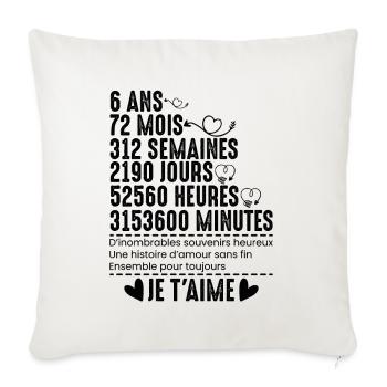Cadeau Pour 6 Ans De Mariage - Housse de coussin décorative 45 x 45 cm - blanc nature - Devant