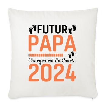 Futur Papa 2024 Père Idée Cadeau Fête Des Pères - Housse de coussin décorative 45 x 45 cm - blanc nature - Devant