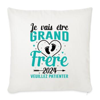 Je Vais Être Grand Frère 2024 - Housse de coussin décorative 45 x 45 cm - blanc nature - Devant