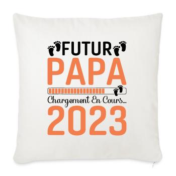 Papa Père Futur Papa 2023 Idée Cadeau Dad - Housse de coussin décorative 45 x 45 cm - blanc nature - Devant