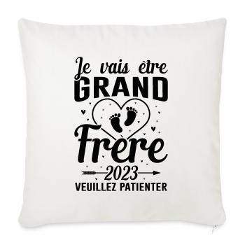 Je Vais Être Grand Frère 2023 - Housse de coussin décorative 45 x 45 cm - blanc nature - Devant
