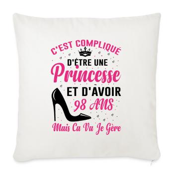 Princesse 98 Ans Idée Cadeau Anniversaire Amour - Housse de coussin décorative 45 x 45 cm - blanc nature - Devant