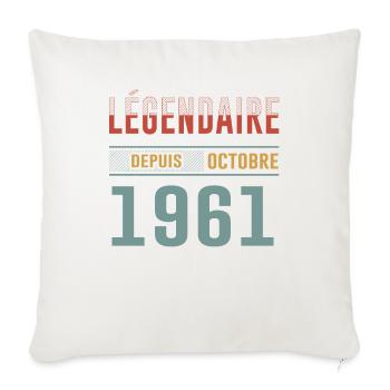 Légendaire Depuis Octobre 1961 Anniversaire - Housse de coussin décorative 45 x 45 cm - blanc nature - Devant