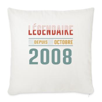 Légendaire Depuis Octobre 2008 Anniversaire - Housse de coussin décorative 45 x 45 cm - blanc nature - Devant