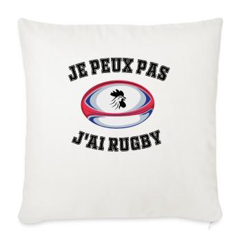 Pas Dispo, Rugby Oblige - Housse de coussin décorative 45 x 45 cm - blanc nature - Devant